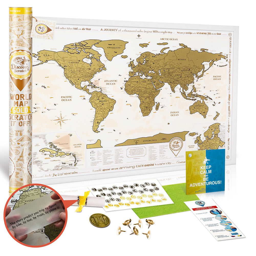 Scratch Off World Map Gold (88 x 62 cm)