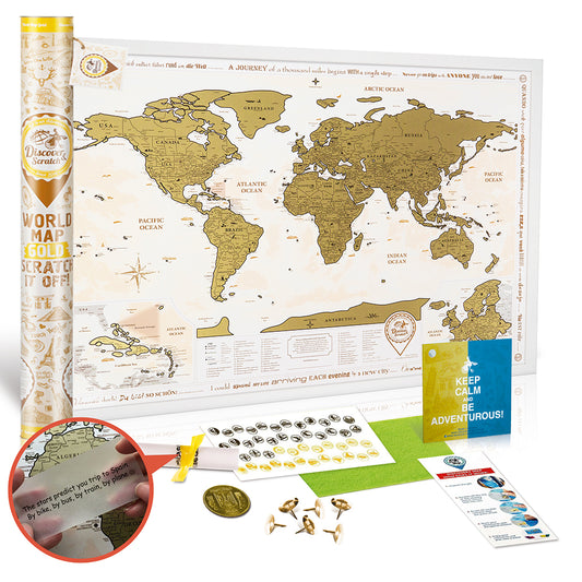 Scratch Off World Map Gold (88 x 62 cm)